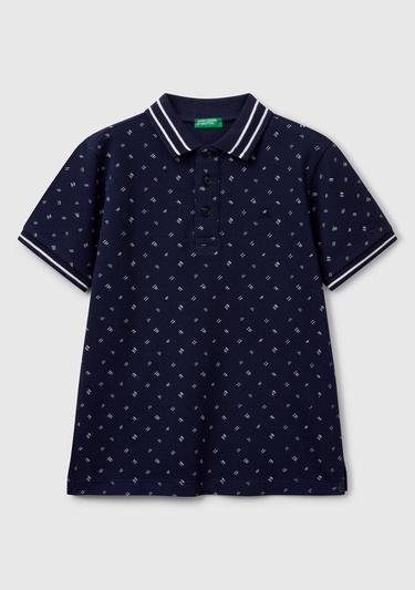  Erkek Çocuk Lacivert Desenli Çizgili Polo T-Shirt