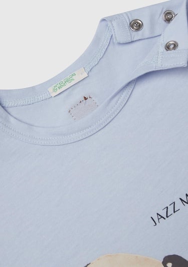  Bebek Toz Mavi Önü Grafik Baskılı Arkası Logo Detaylı T-Shirt