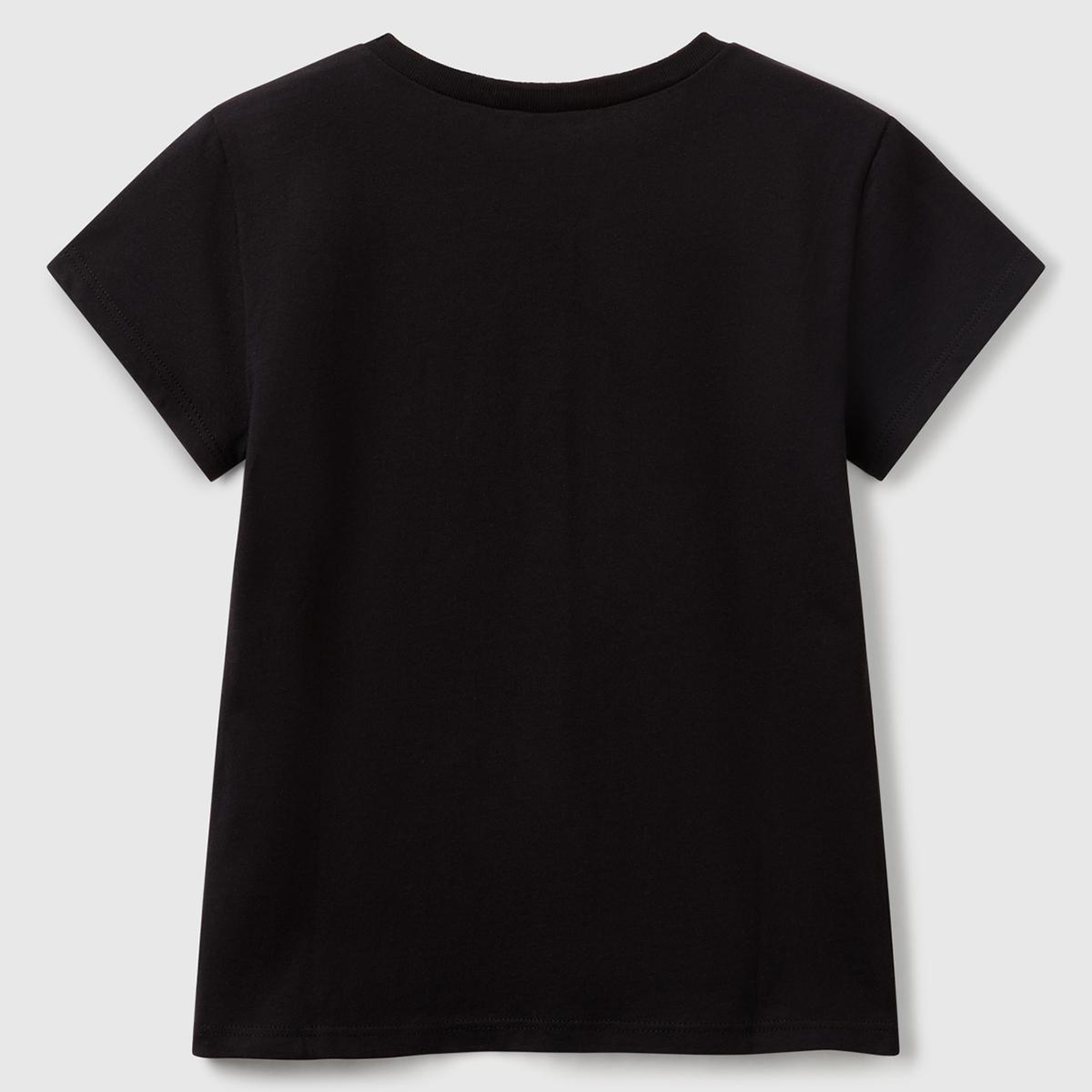 Kız Çocuk Siyah Simli Logo Baskılı T-Shirt