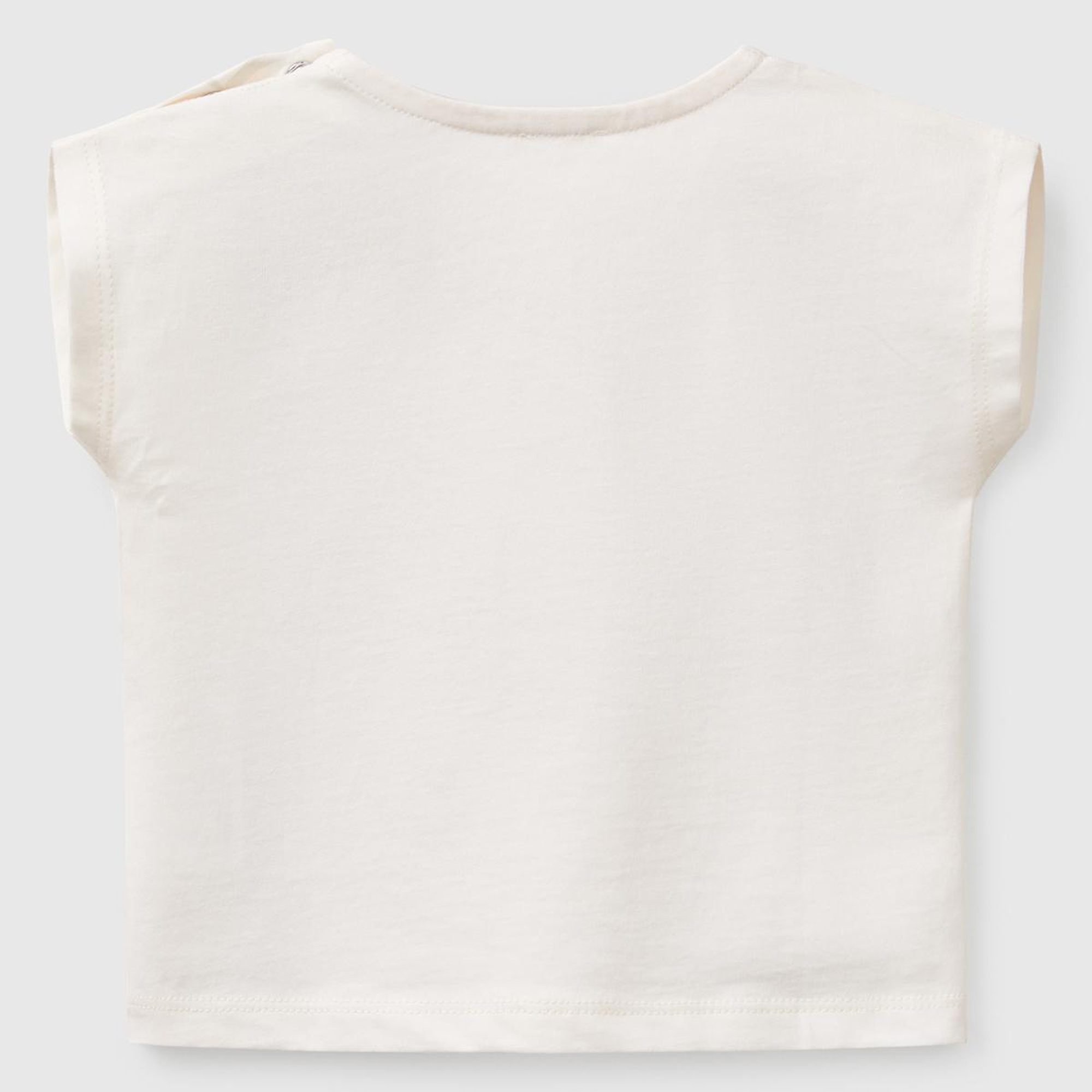 Bebek Ekru Grafik Baskılı Cep Detaylı T-Shirt