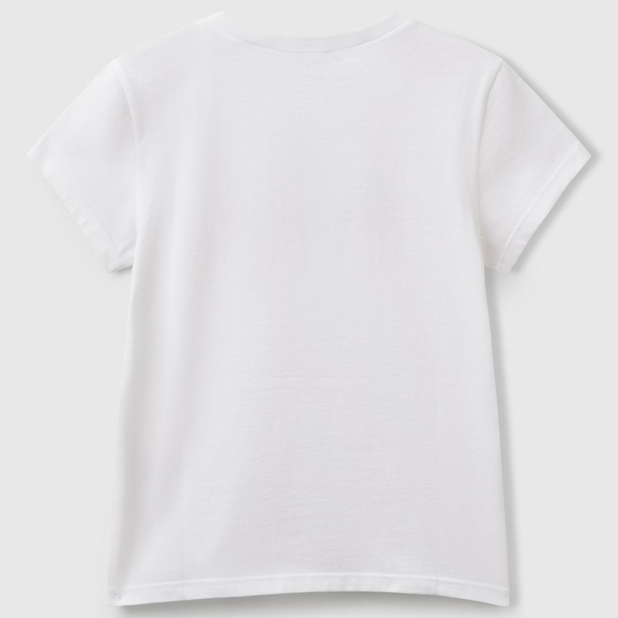 Kız Çocuk Beyaz Simli Logo Baskılı T-Shirt