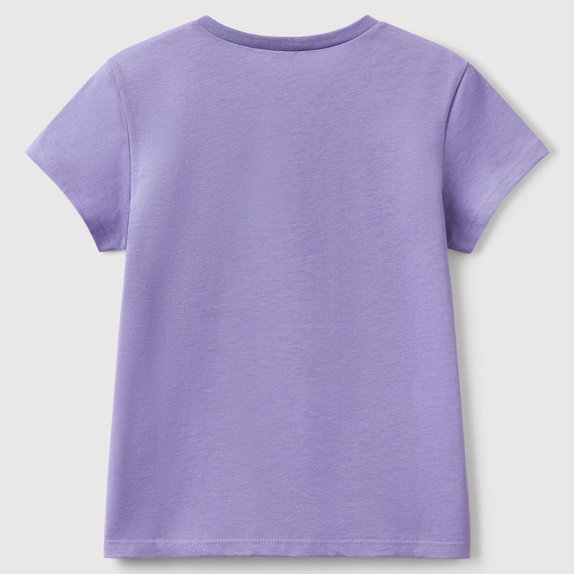 Kız Çocuk Mor Simli Logo Baskılı T-Shirt