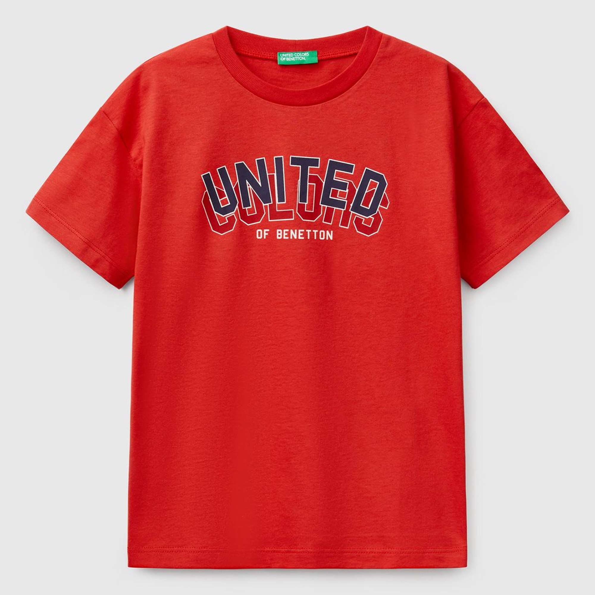 Erkek Çocuk Kırmızı Benetton Logo Baskılı T-Shirt