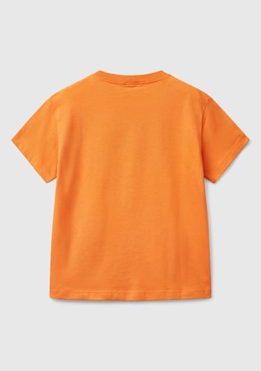  Erkek Çocuk Turuncu Benetton Logo Baskılı T-Shirt