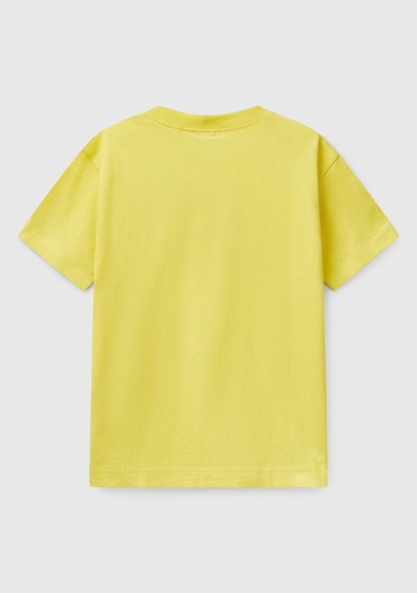  Erkek Çocuk Sarı Benetton Logo Baskılı T-Shirt
