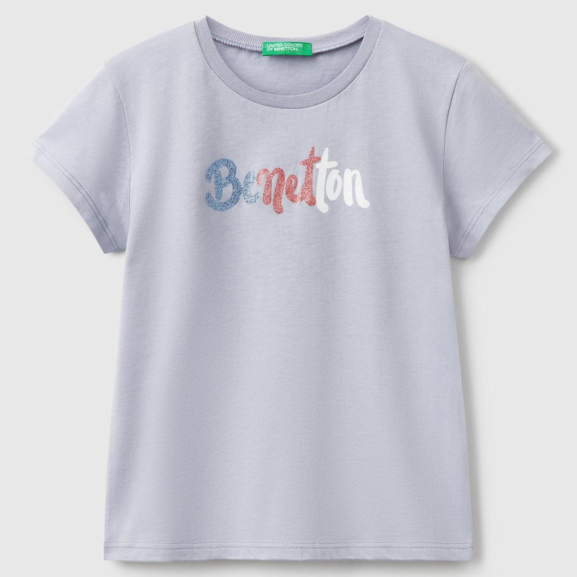 Kız Çocuk Lila Simli Logo Baskılı T-Shirt