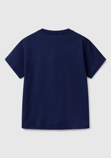  Erkek Çocuk Lacivert Benetton Logo Baskılı T-Shirt