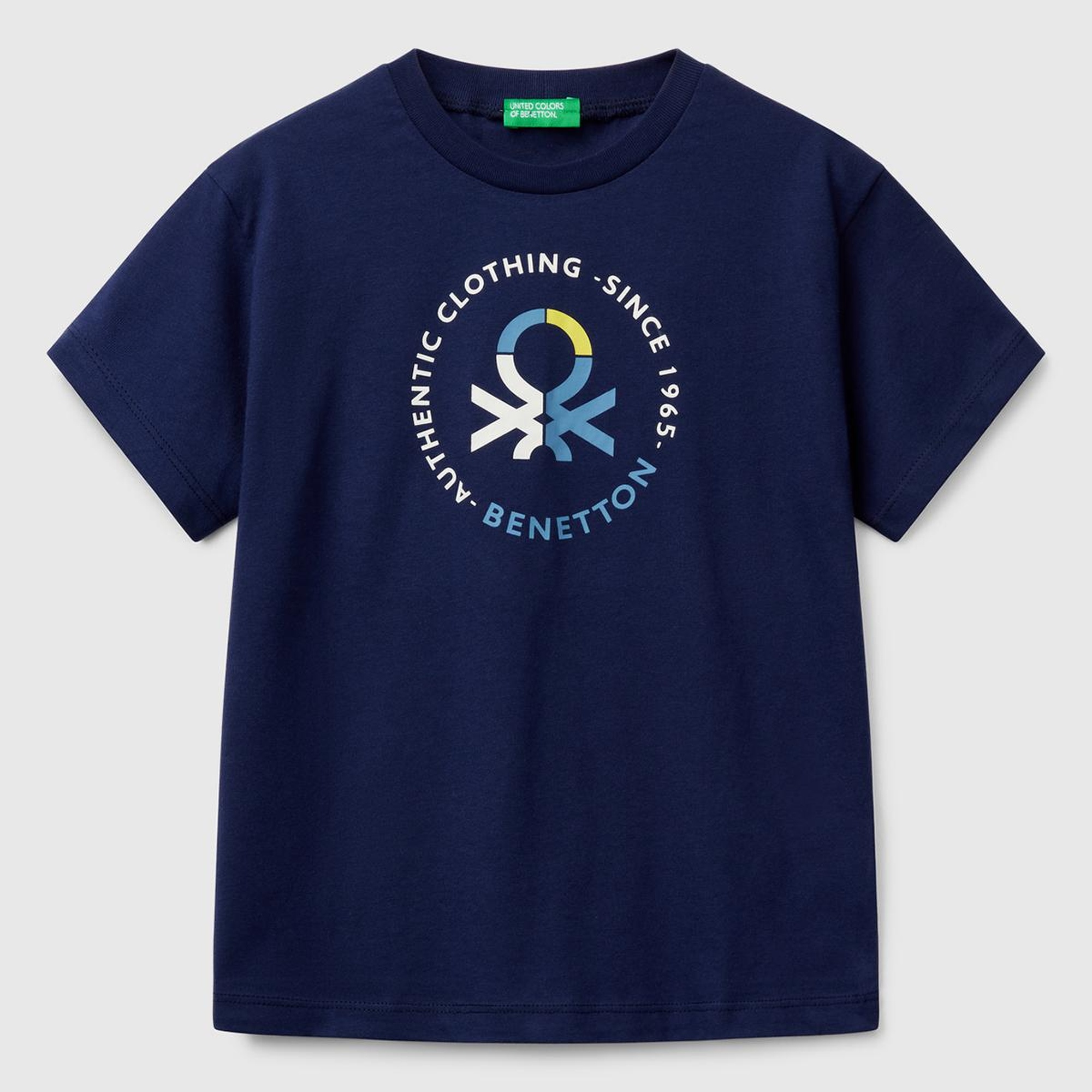 Erkek Çocuk Lacivert Benetton Logo Baskılı T-Shirt