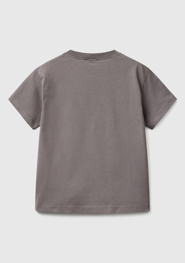  Erkek Çocuk Antrasit Benetton Logo Baskılı T-Shirt