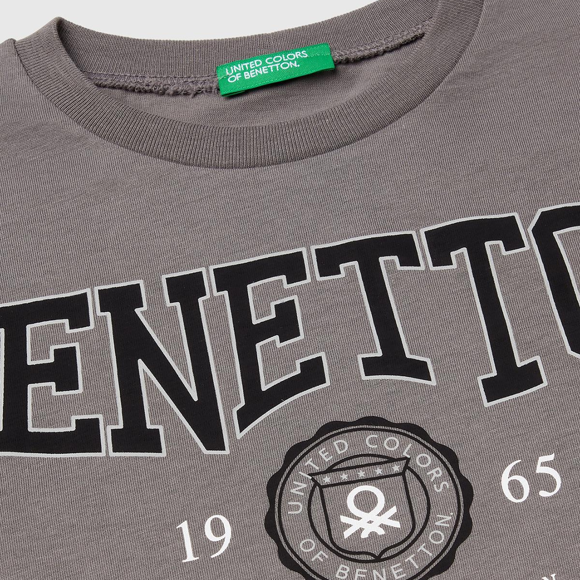 Erkek Çocuk Antrasit Benetton Logo Baskılı T-Shirt
