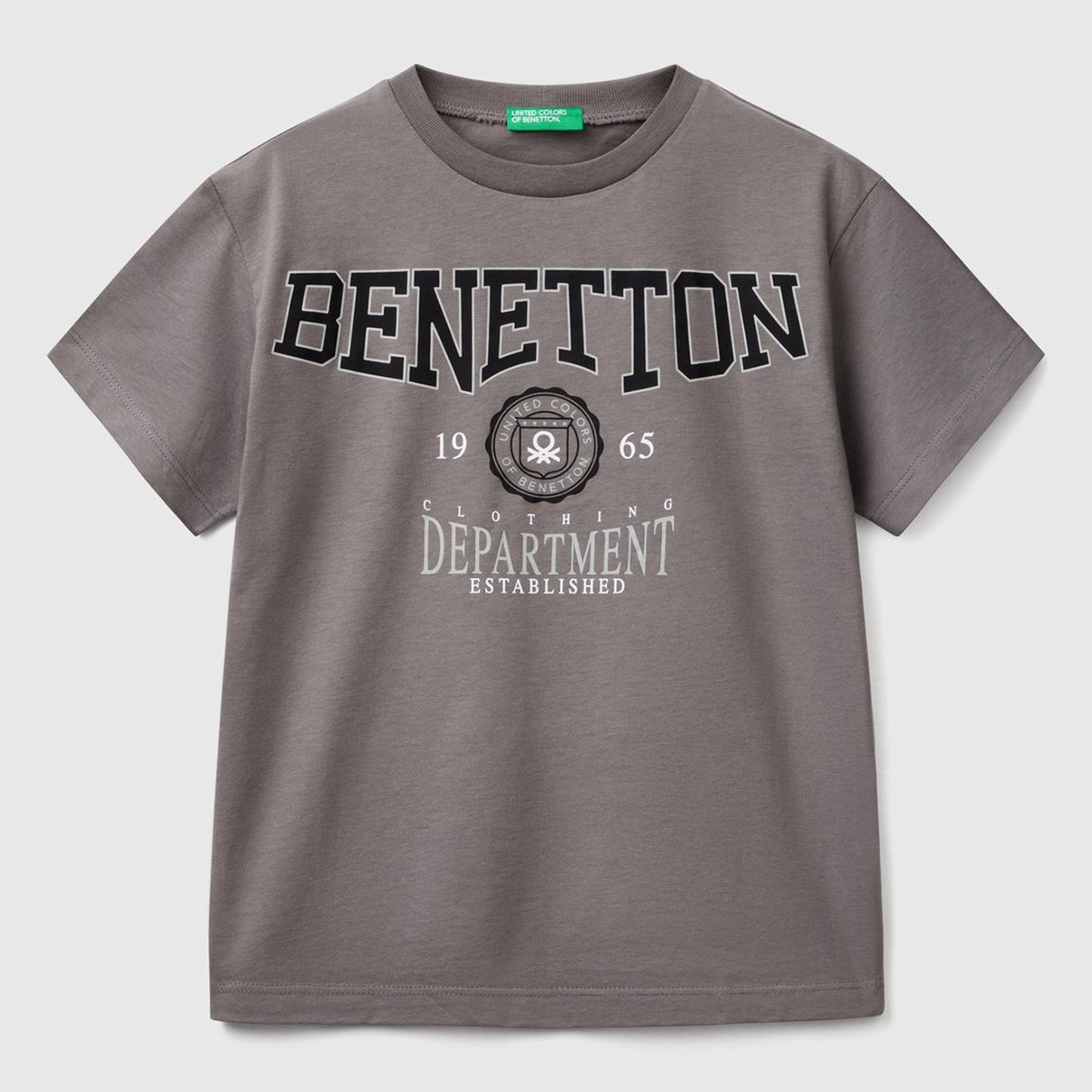 Erkek Çocuk Antrasit Benetton Logo Baskılı T-Shirt