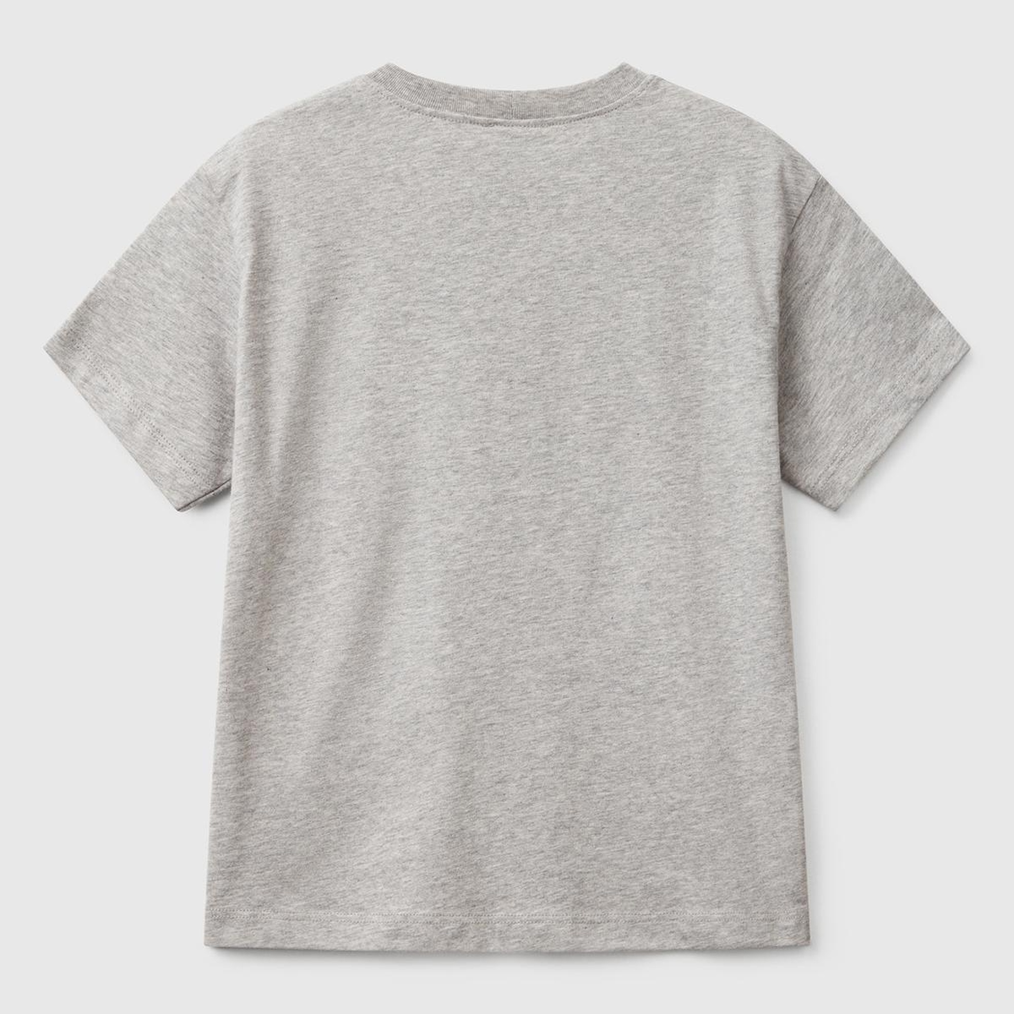 Erkek Çocuk Gri Melanj Benetton Logo Baskılı T-Shirt