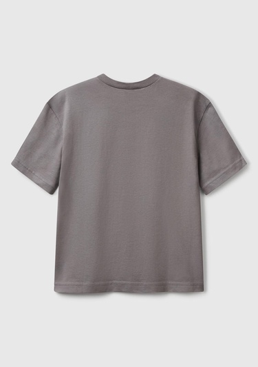  Erkek Çocuk Antrasit Rolling Stones Baskılı Logo Etiketli T-Shirt