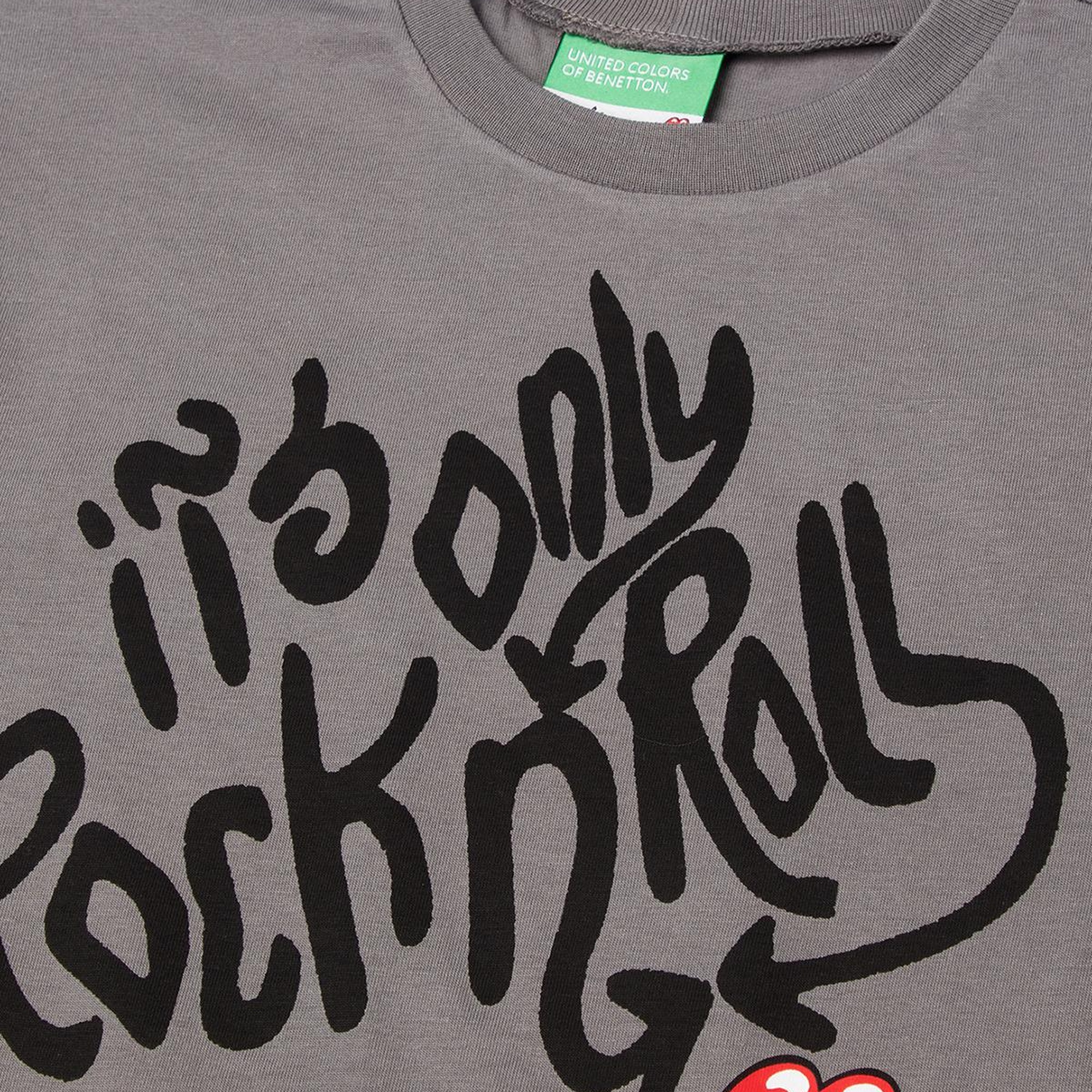 Erkek Çocuk Antrasit Rolling Stones Baskılı Logo Etiketli T-Shirt