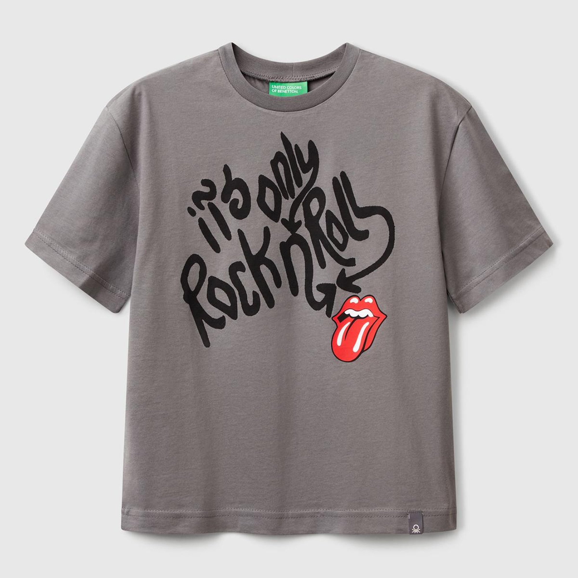 Erkek Çocuk Antrasit Rolling Stones Baskılı Logo Etiketli T-Shirt