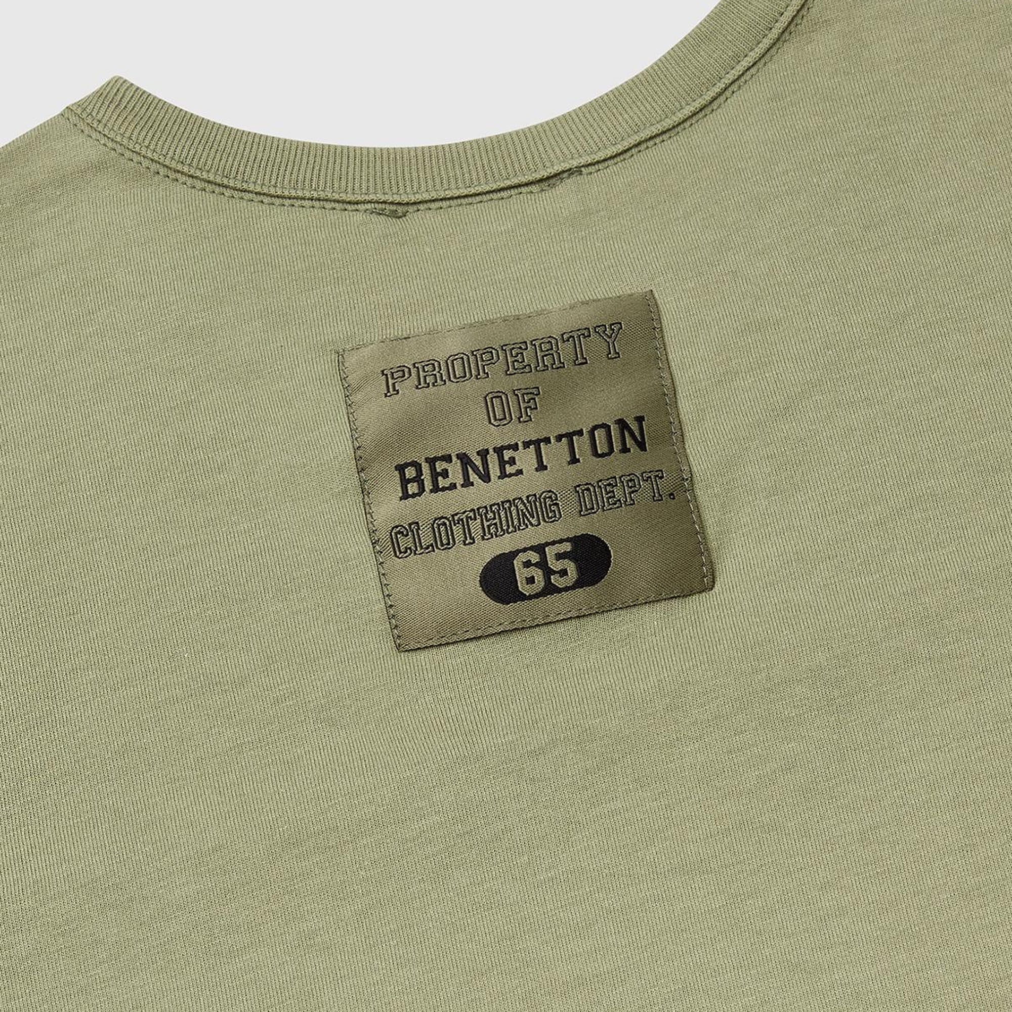 Erkek Çocuk Haki Logo Baskı Detaylı Oversize T-Shirt