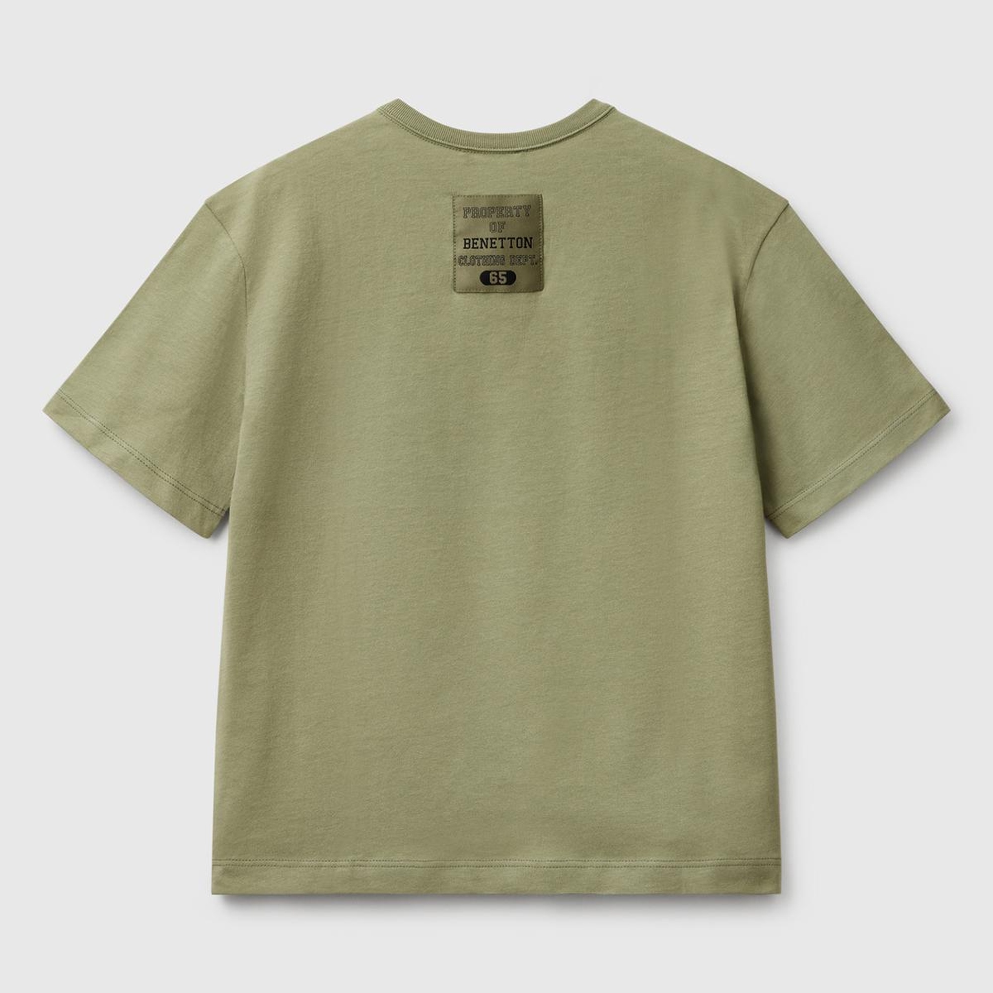 Erkek Çocuk Haki Logo Baskı Detaylı Oversize T-Shirt