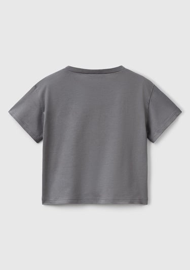  Kız Çocuk Antrasit Rolling Stones Baskılı Logo Etiketli T-Shirt