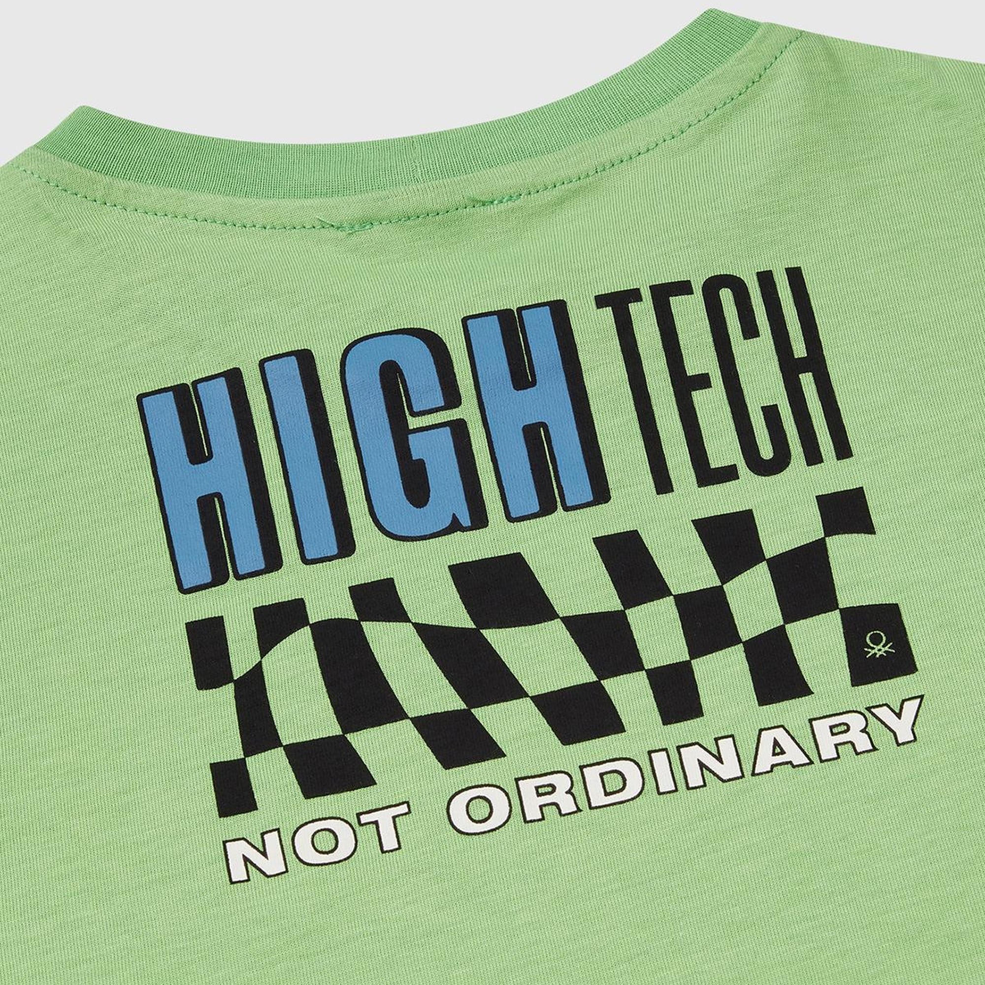 Erkek Çocuk Fıstık Yeşili Slogan Baskılı T-Shirt