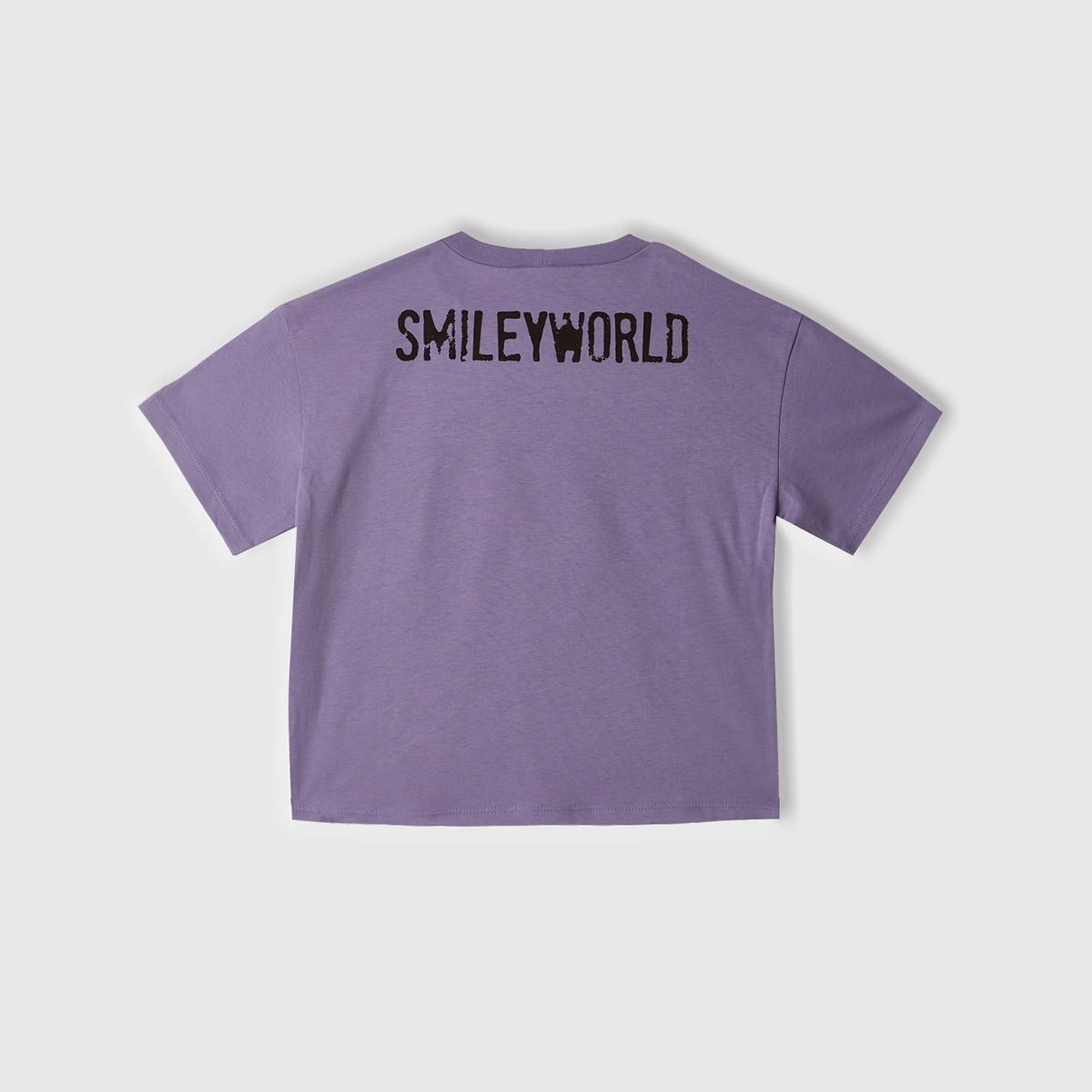 Kız Çocuk Mor Smiley World Baskılı Logo Etiketli T-Shirt