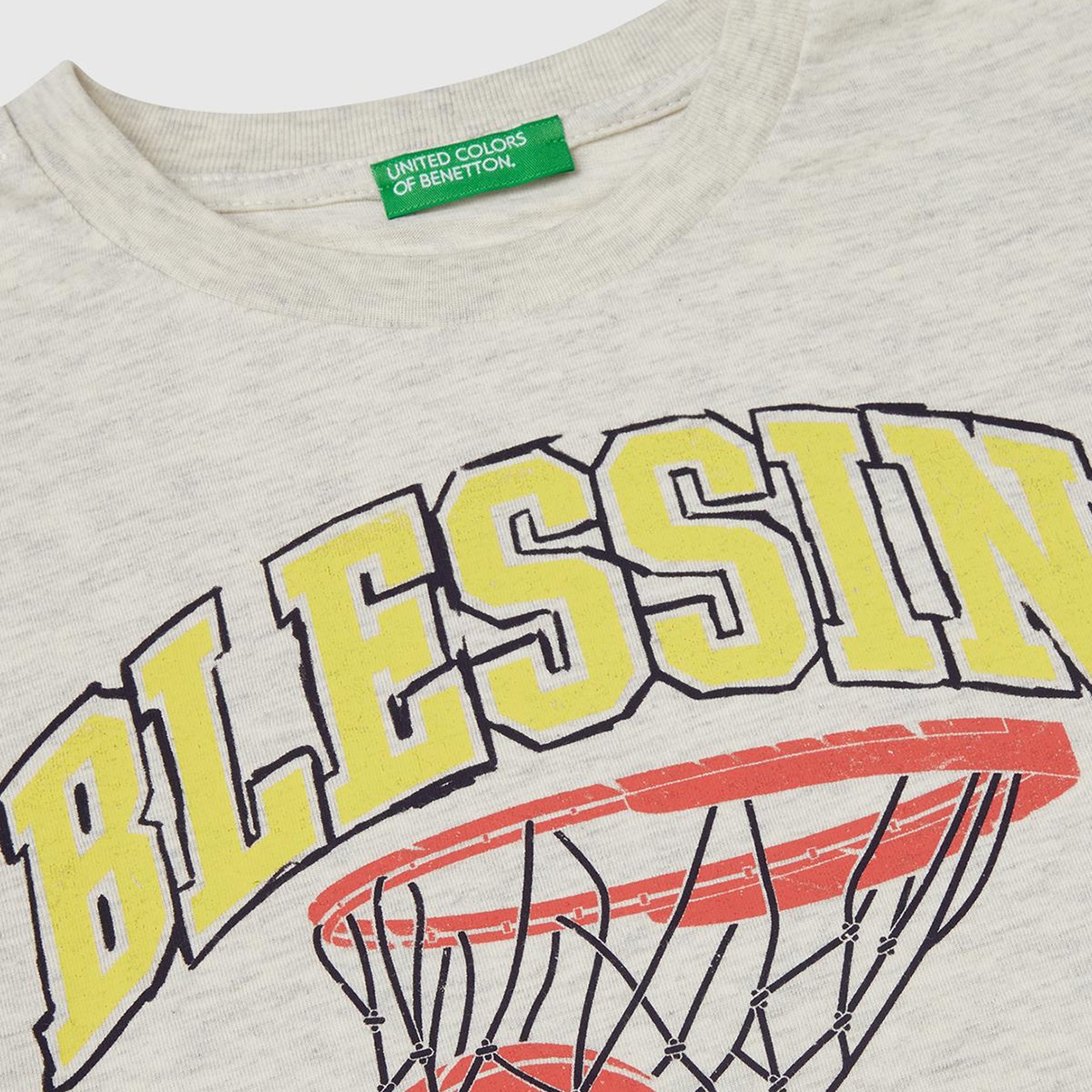 Erkek Çocuk Açık Gri Melanj Slogan Baskılı T-Shirt