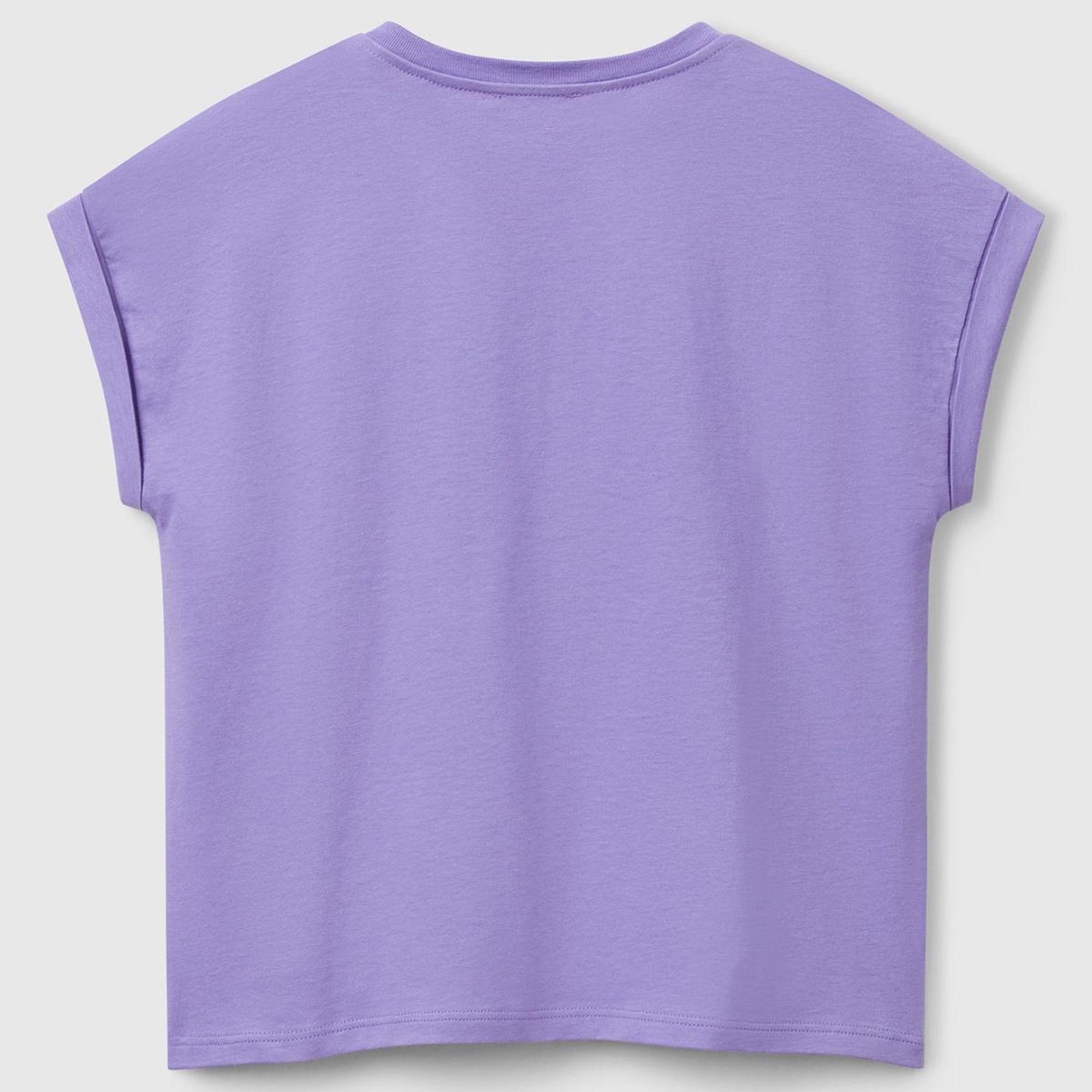 Kız Çocuk Mor Parlak Baskılı Düşük Omuz T-Shirt