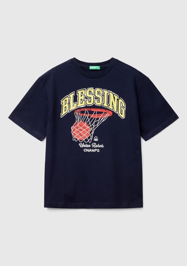  Erkek Çocuk Lacivert Slogan Baskılı T-Shirt