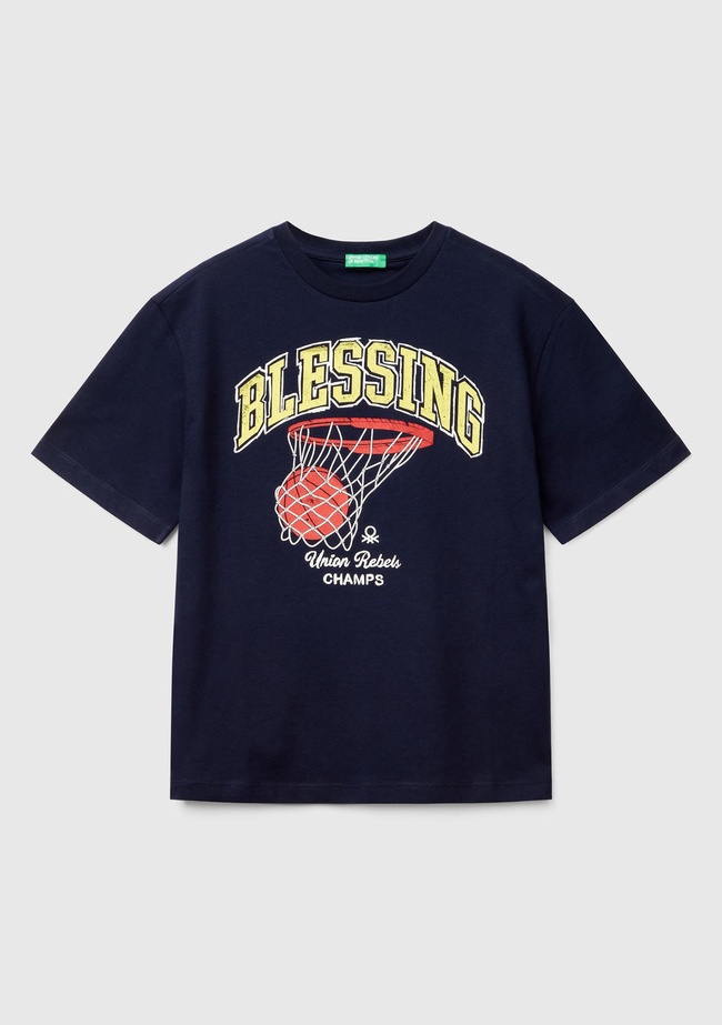  Erkek Çocuk Lacivert Slogan Baskılı T-Shirt