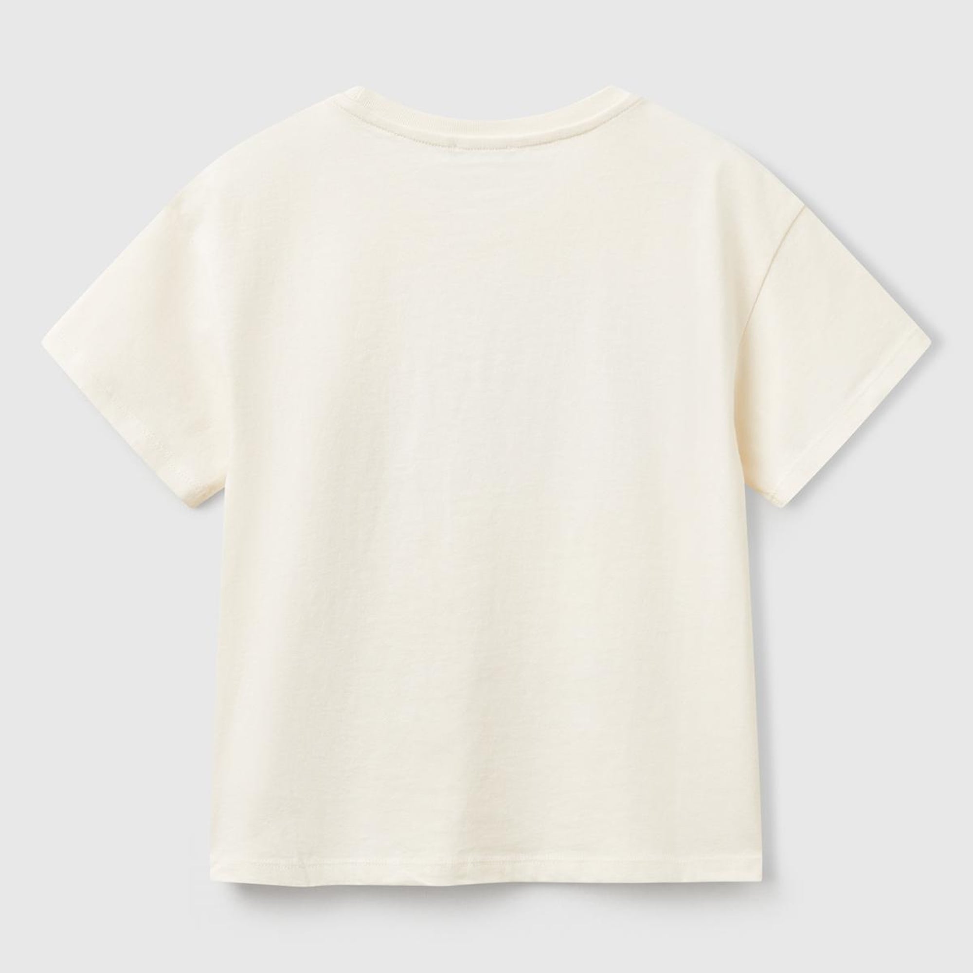 Kız Çocuk Ekru Önü Payet İşlemeli Baskılı T-Shirt