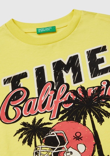  Erkek Çocuk Sarı Slogan Baskılı T-Shirt