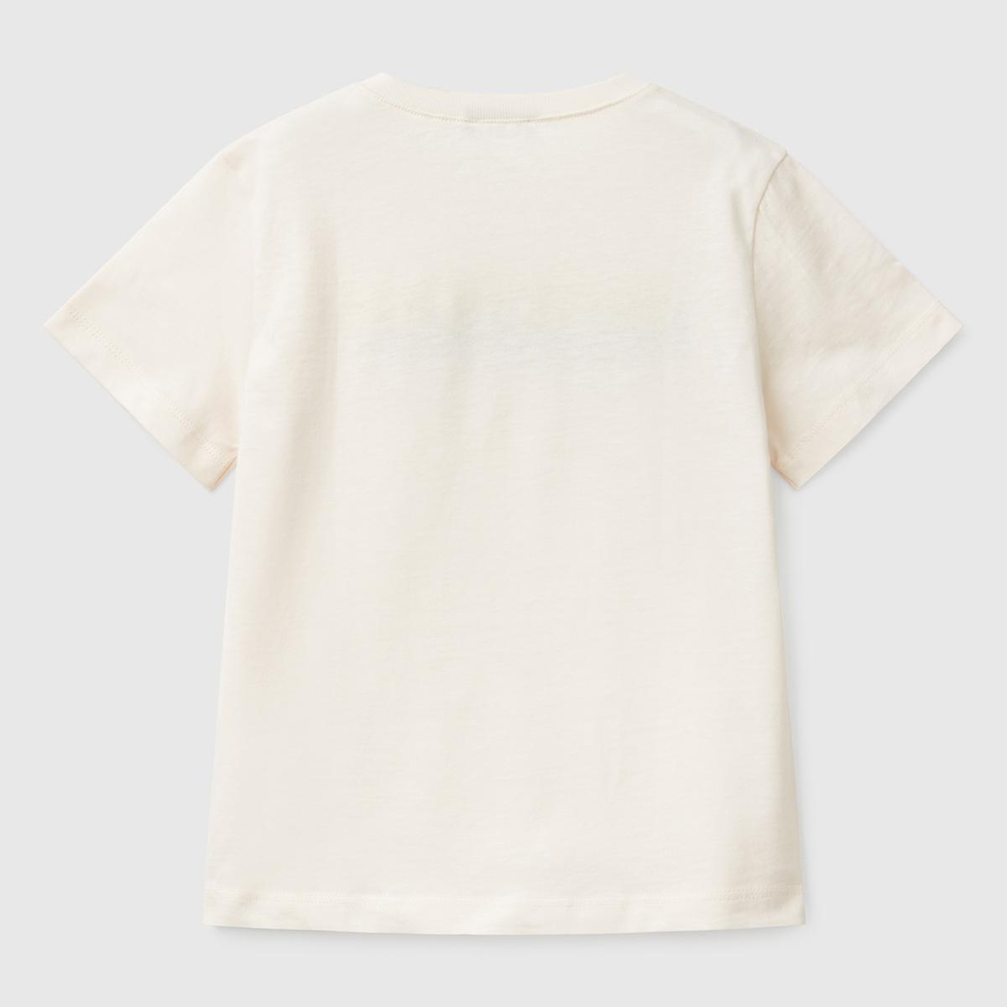 Erkek Çocuk Ekru Benetton Logo Baskılı T-Shirt