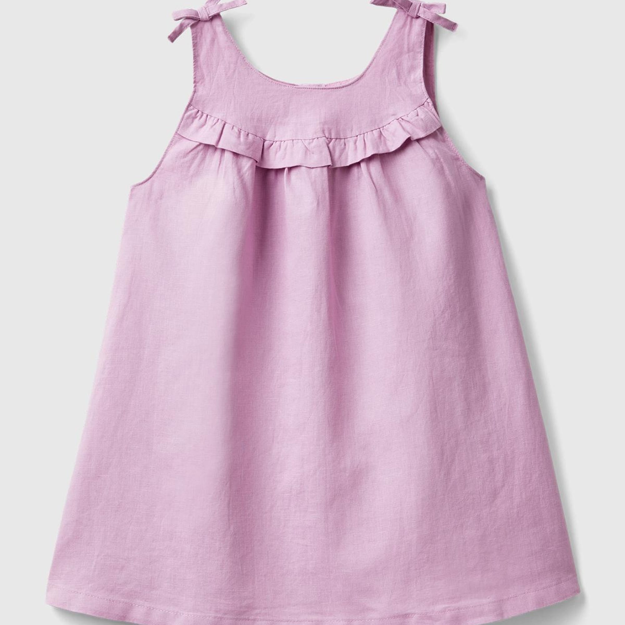 Kız Çocuk Pembe Fiyonk Askılı Pileli Rahat Kesim Elbise