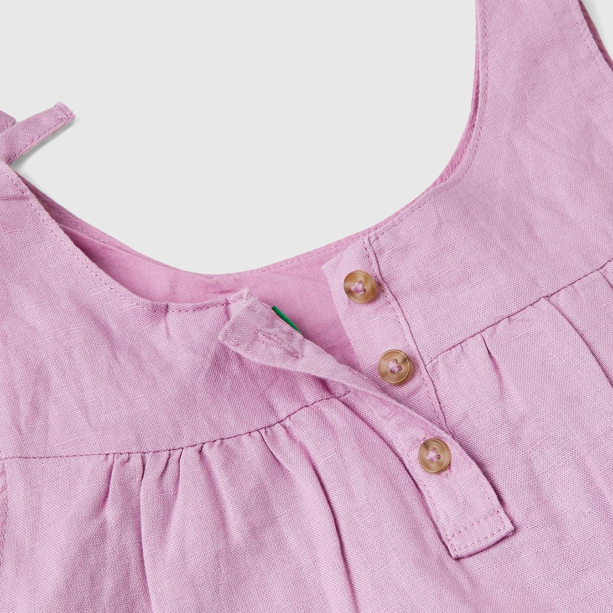 Kız Çocuk Pembe Fiyonk Askılı Pileli Rahat Kesim Elbise