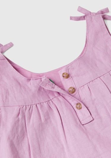  Kız Çocuk Pembe Fiyonk Askılı Pileli Rahat Kesim Elbise