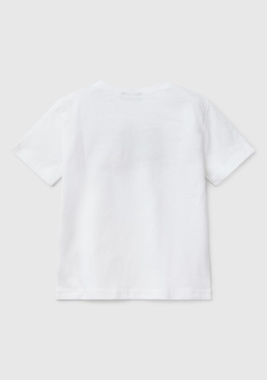  Erkek Çocuk Beyaz Benetton Logo Baskılı T-Shirt