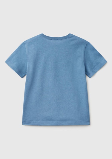  Erkek Çocuk Havacı Mavi Benetton Logo Baskılı T-Shirt