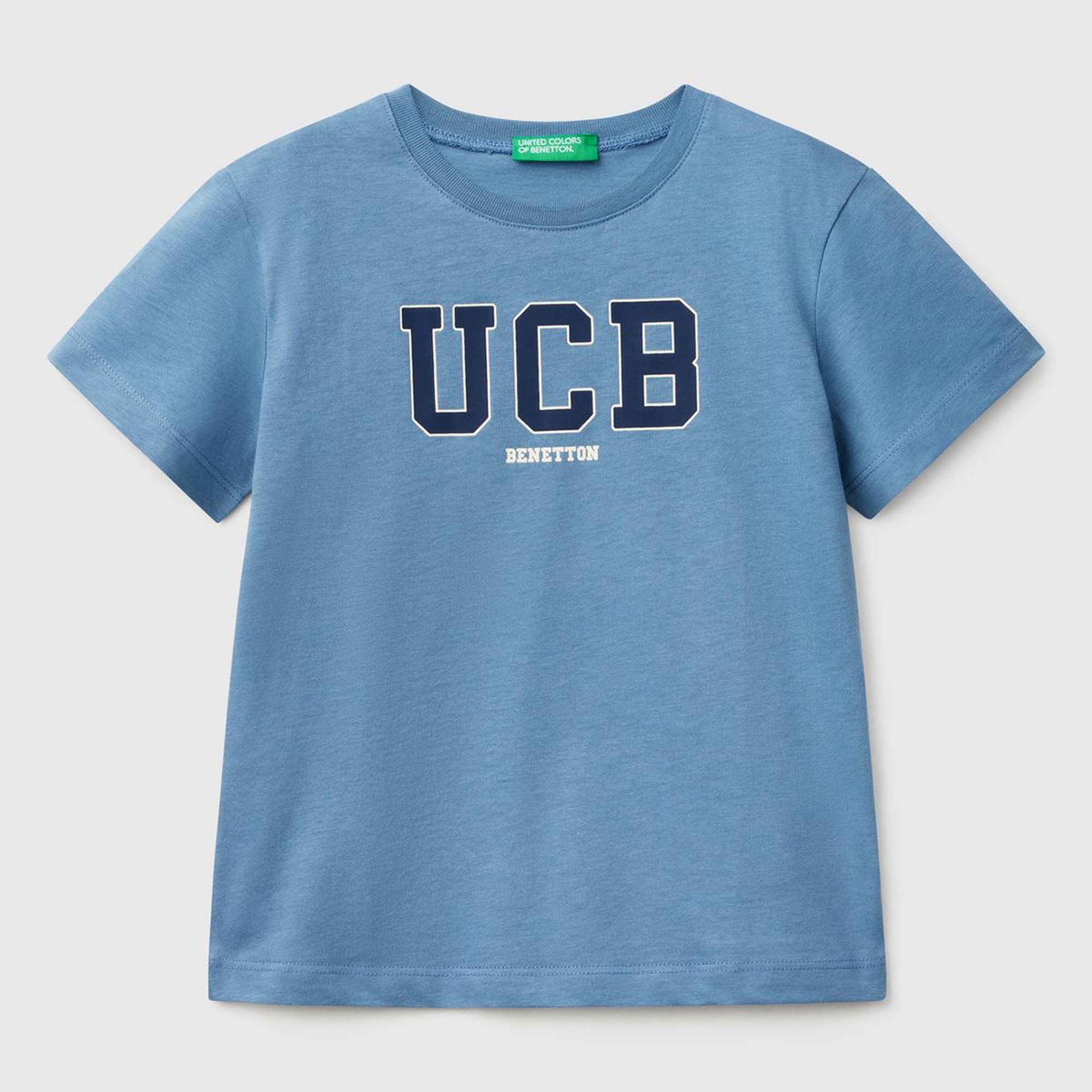 Erkek Çocuk Havacı Mavi Benetton Logo Baskılı T-Shirt