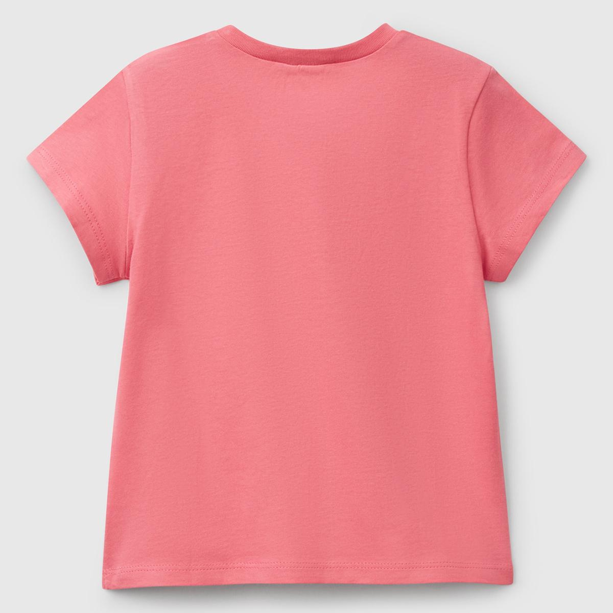 Kız Çocuk Fuşya Simli Benetton Logo Baskılı T-Shirt