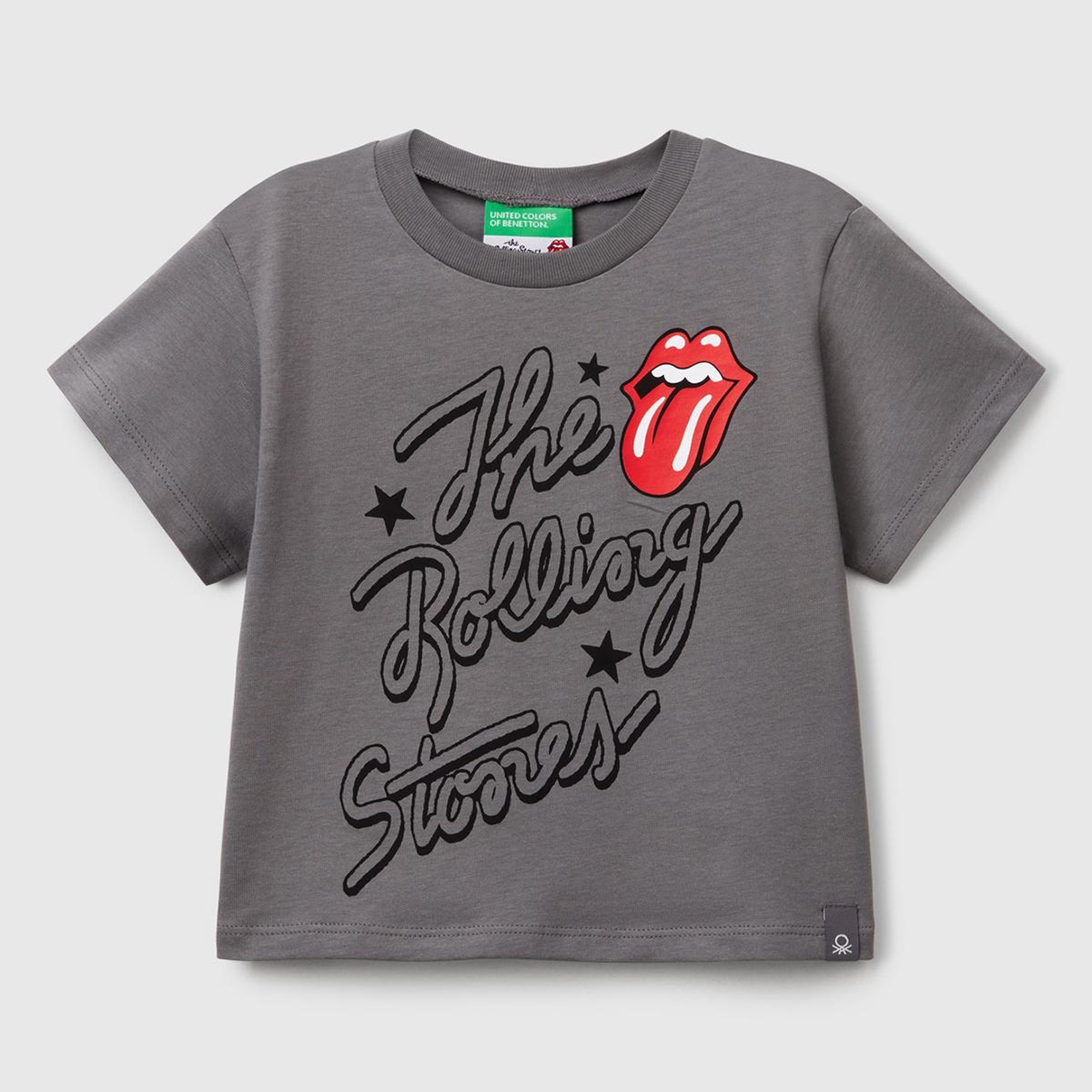 Kız Çocuk Antrasit Rolling Stones Baskılı Logo Etiketli T-Shirt