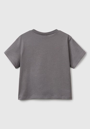  Kız Çocuk Antrasit Rolling Stones Baskılı Logo Etiketli T-Shirt