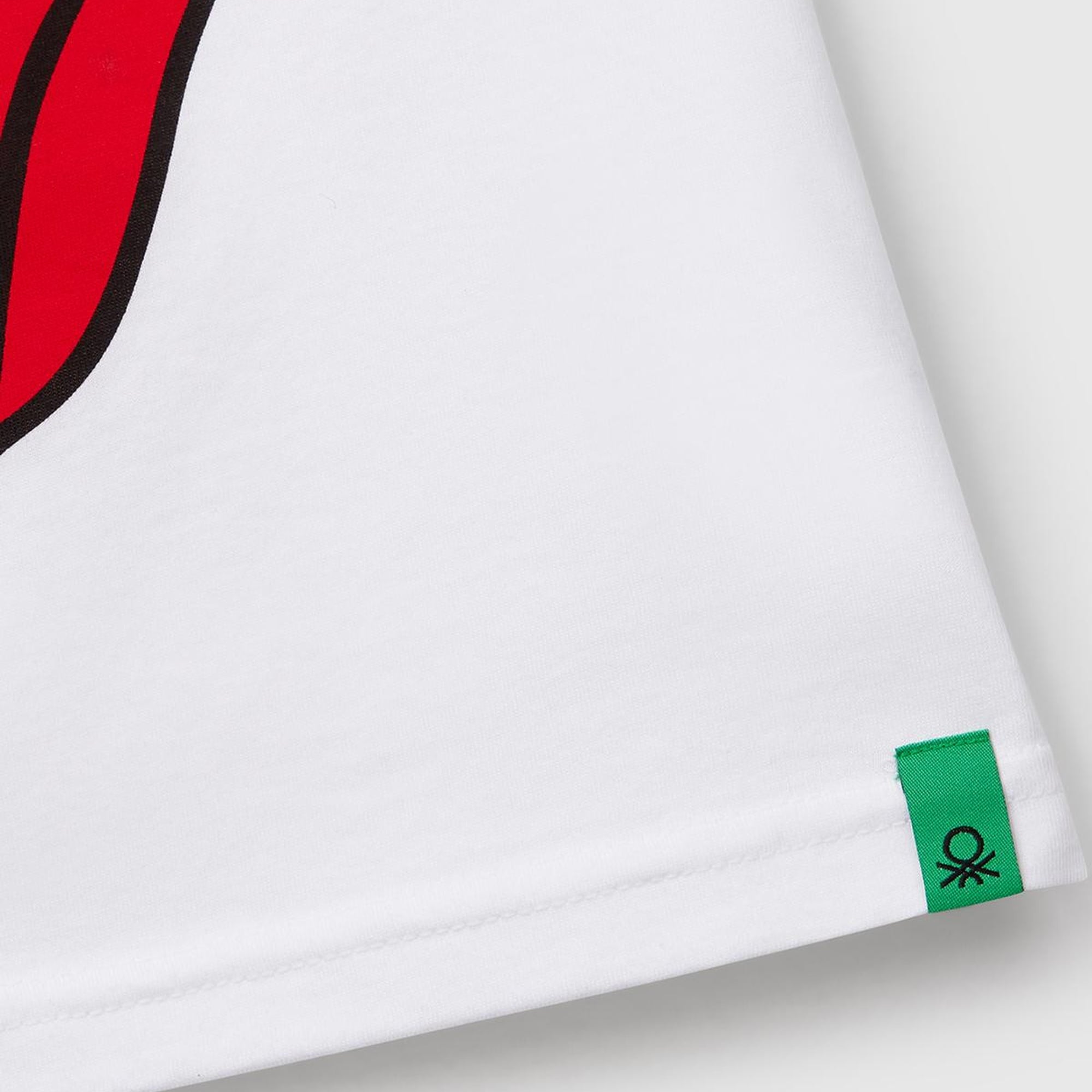 Kız Çocuk Beyaz Rolling Stones Baskılı Logo Etiketli T-Shirt