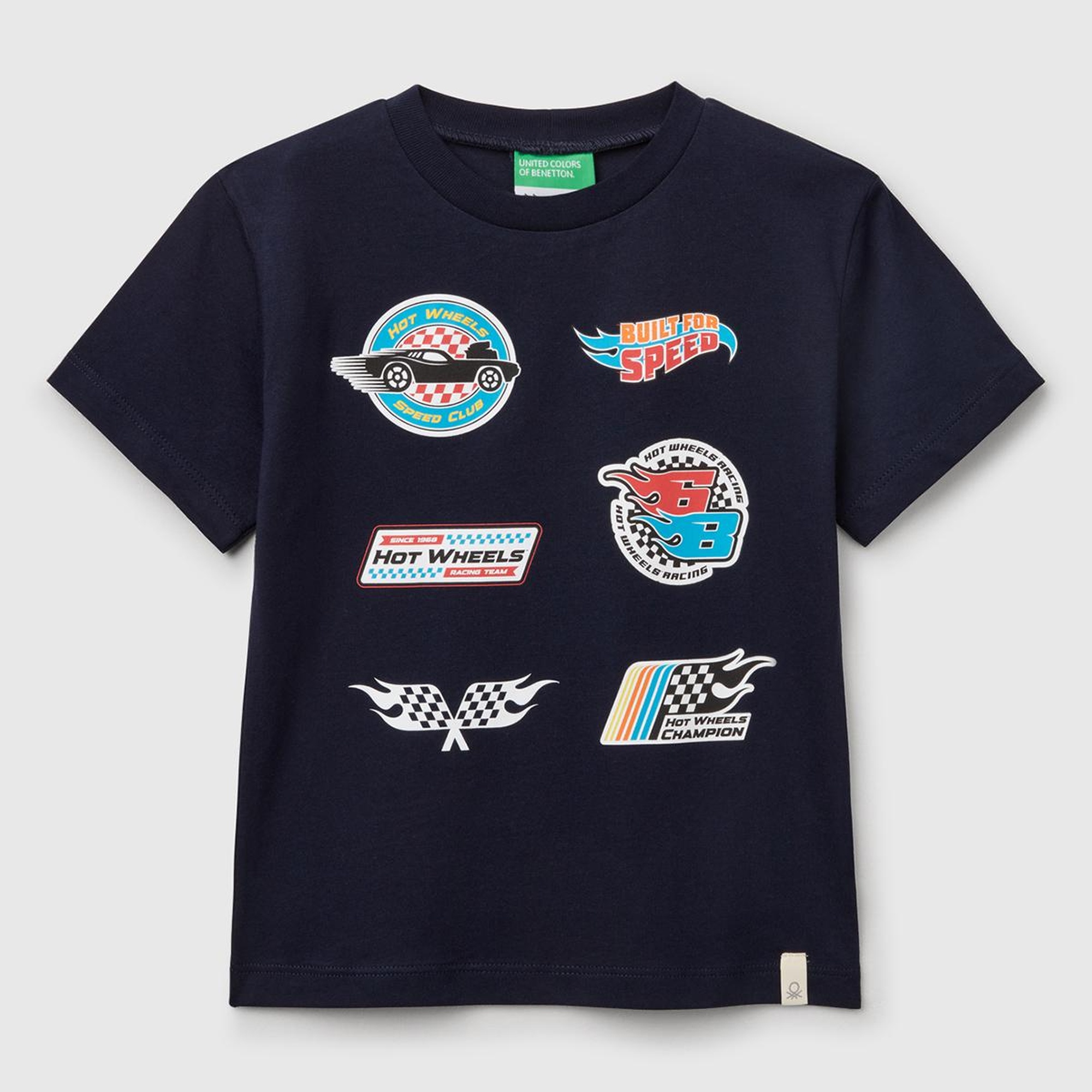 Erkek Çocuk Lacivert Hot Wheels Baskılı Logo Etiketli T-Shirt