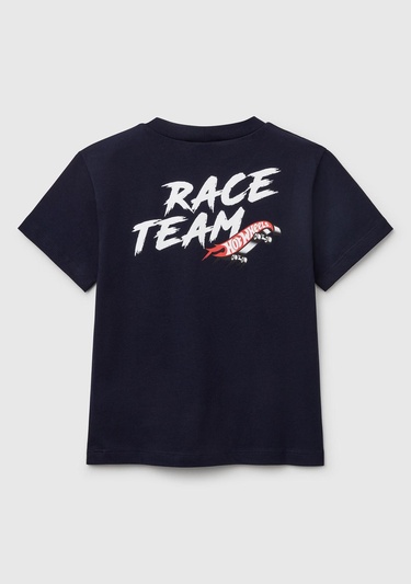  Erkek Çocuk Lacivert Hot Wheels Baskılı Logo Etiketli T-Shirt
