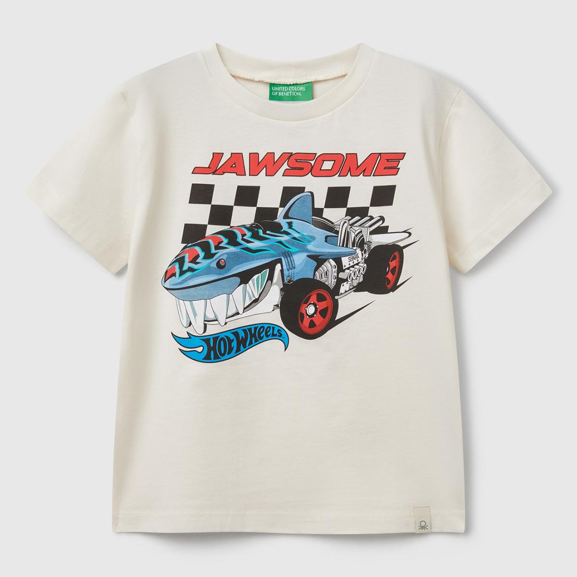 Erkek Çocuk Ekru Hot Wheels Baskılı Logo Etiketli T-Shirt