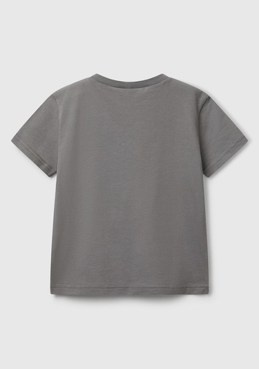  Erkek Çocuk Antrasit Rolling Stones Baskılı Logo Etiketli T-Shirt