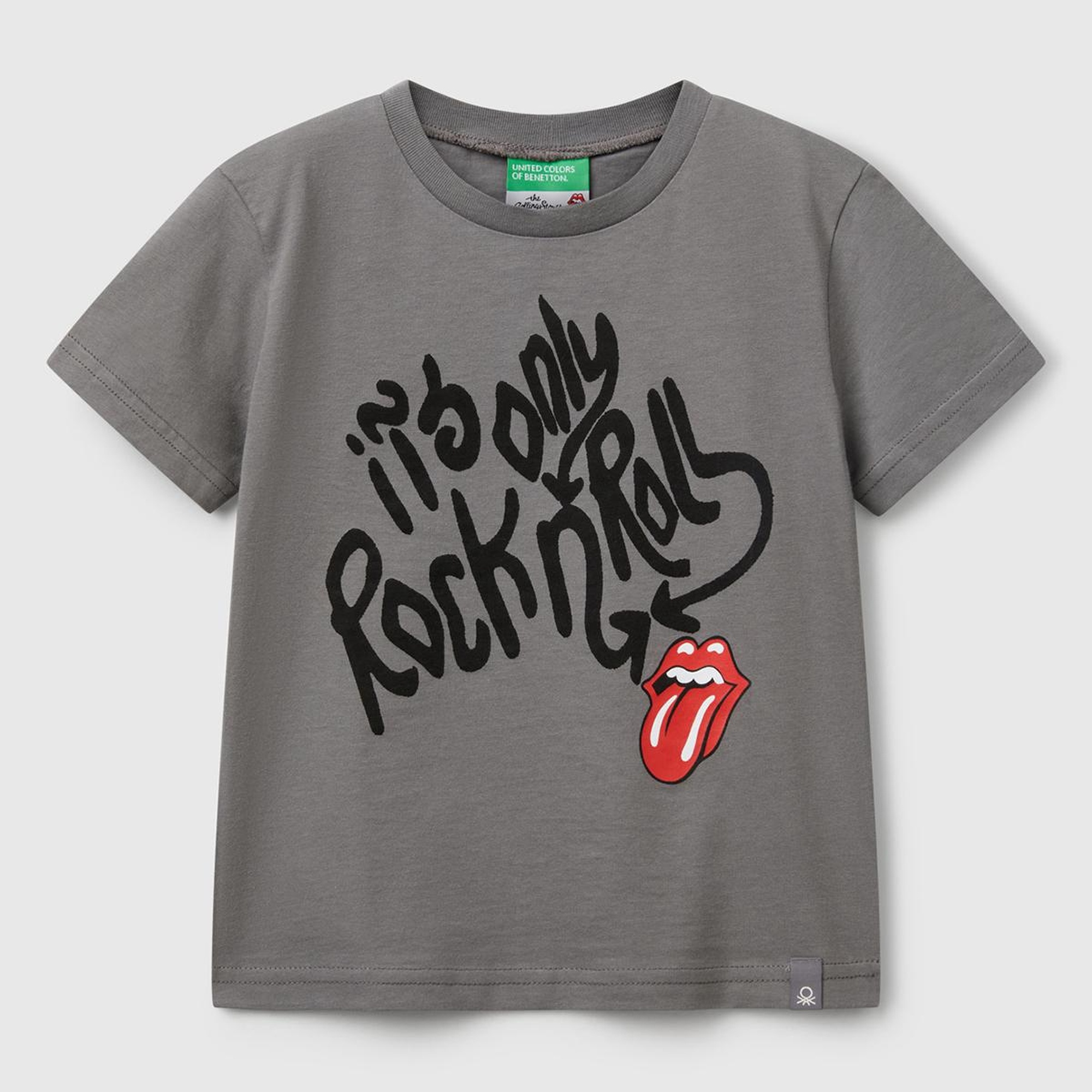 Erkek Çocuk Antrasit Rolling Stones Baskılı Logo Etiketli T-Shirt
