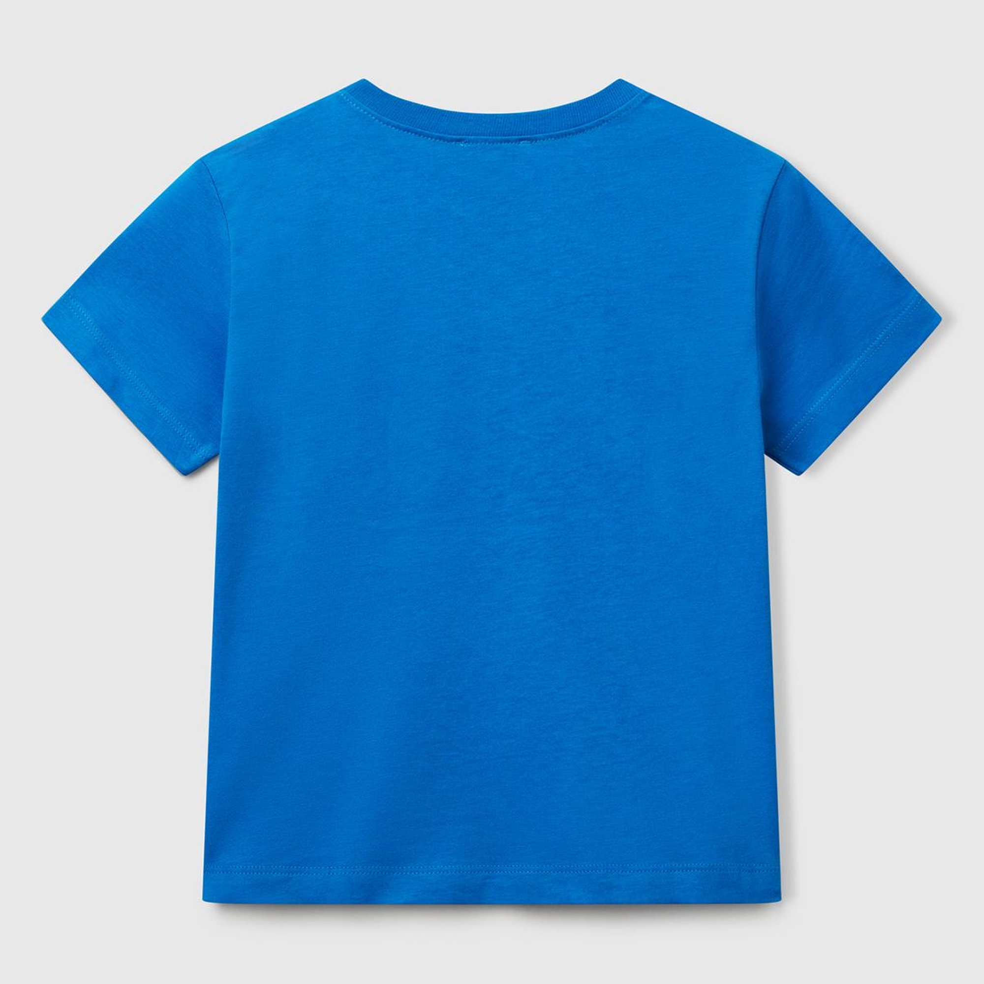 Erkek Çocuk Saks Mavi Benetton Logo Baskılı T-Shirt