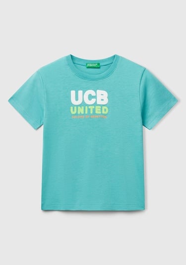  Erkek Çocuk Mint Yeşili Benetton Logo Baskılı T-Shirt