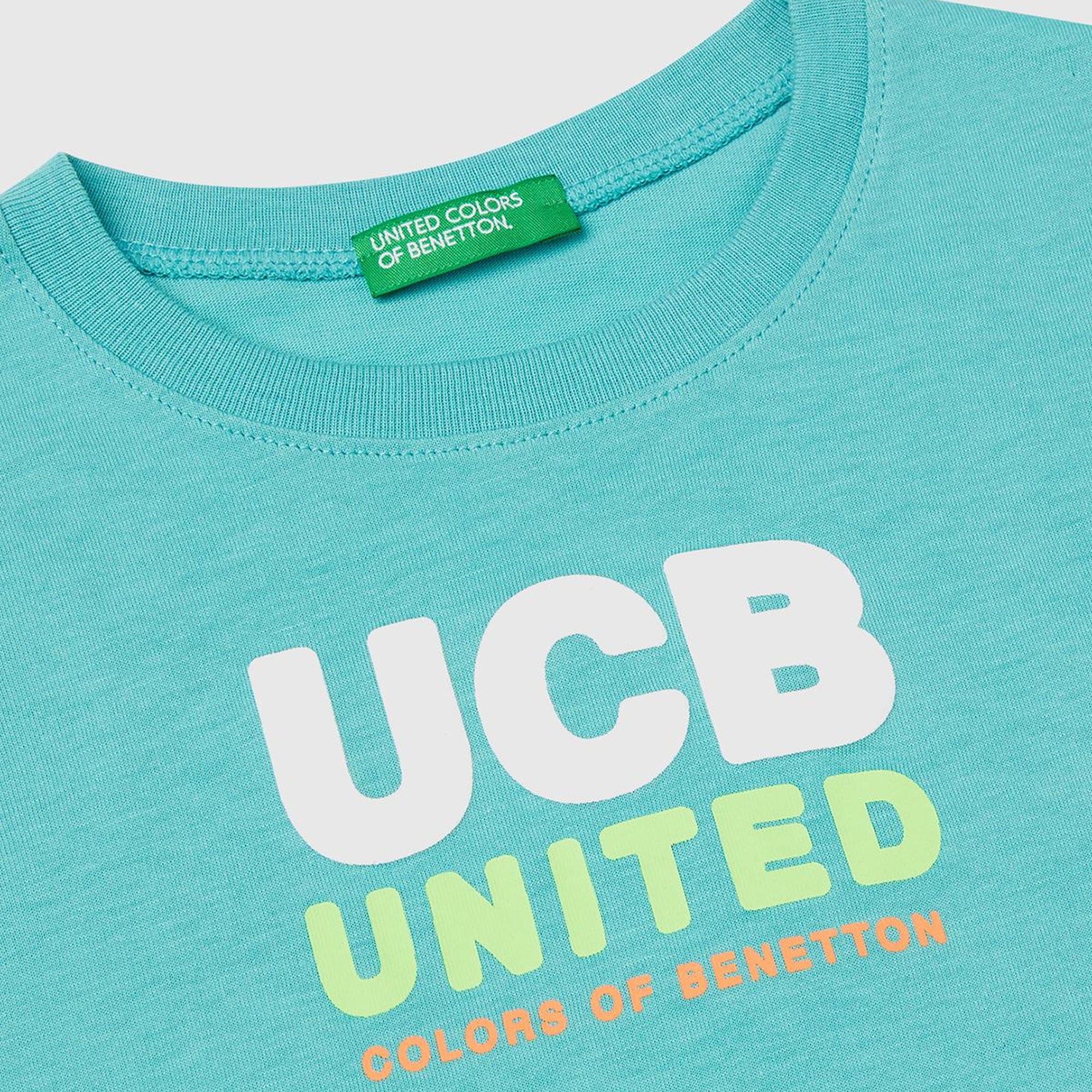 Erkek Çocuk Mint Yeşili Benetton Logo Baskılı T-Shirt