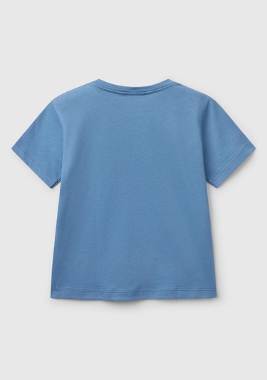  Erkek Çocuk Havacı Mavi Grafik Baskılı T-Shirt